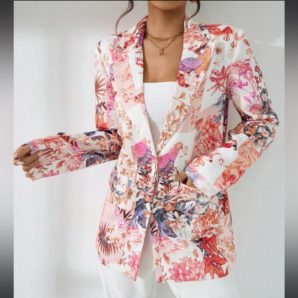 SHEIN Privé Floral Print Blazer Size M